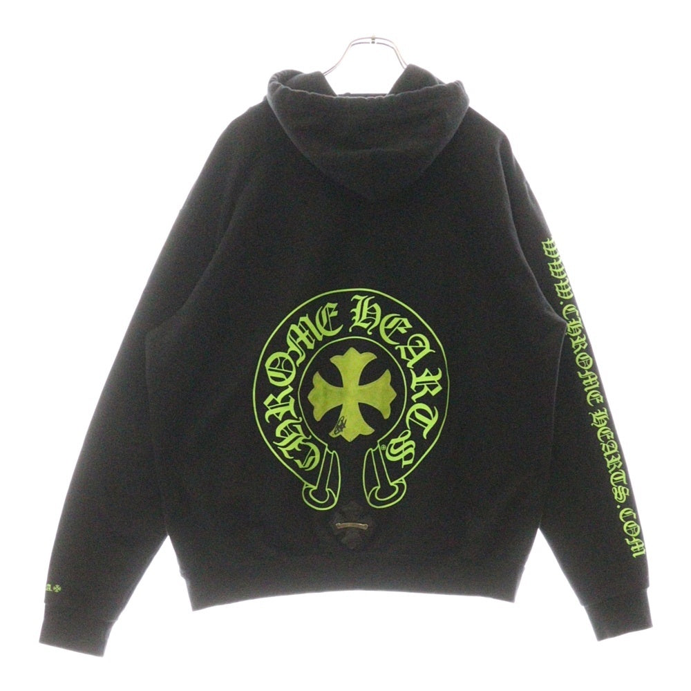 CHROME HEARTS(クロムハーツ) HD PLVR CHARITY チャリティ CHプラスレザーパッチ プルオーバーパーカー ブラック/グリーン