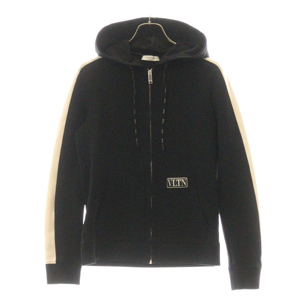 VALENTINO(ヴァレンチノ) ポケット ラバーロゴワッペン付 ジップアップ パーカー ブラック UV3MF15I6L0
