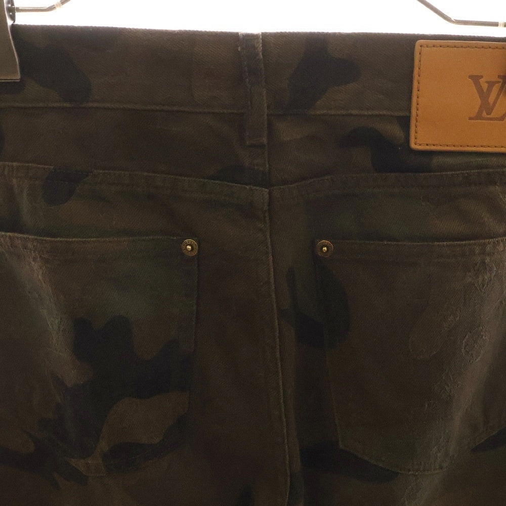 LOUIS VUITTON(ルイヴィトン) 17AW ×SUPREME シュプリーム カモフラ総柄 モノグラムジャガードデニムパンツ 迷彩 カーキ RE172 DSQ HDD96W