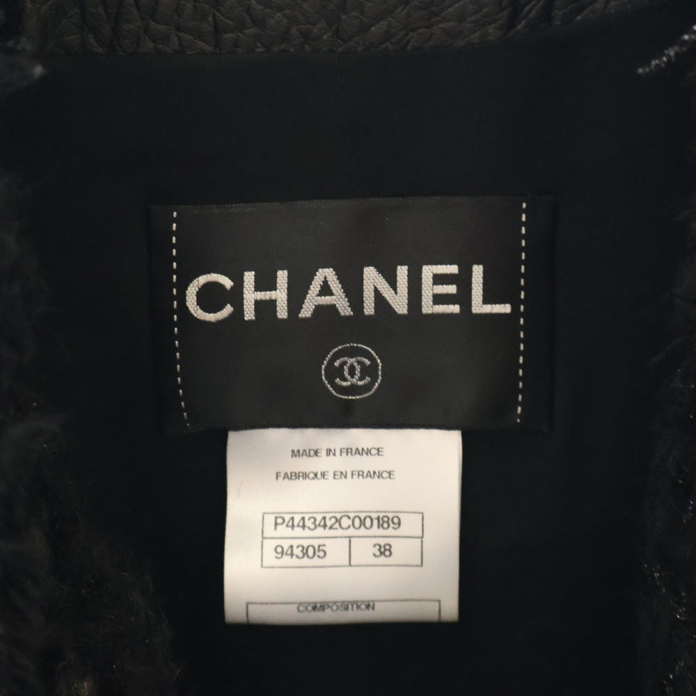 CHANEL(シャネル) ラムレザーツイードコート レディース ブラック P4434C00189
