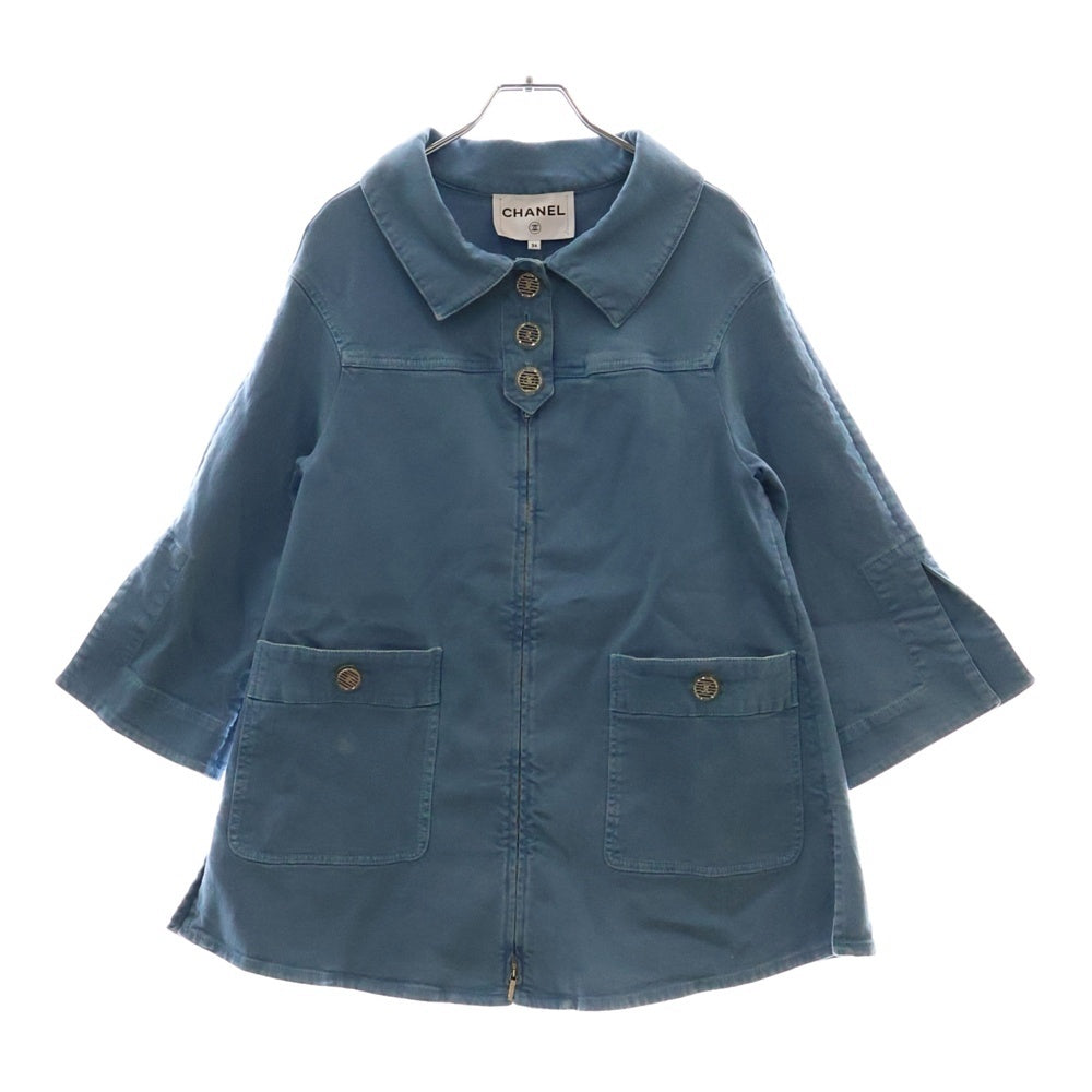 CHANEL(シャネル) デニム素材 ココマークボタン ジップアップドレス ワンピース レディース ブルー P56543V42677