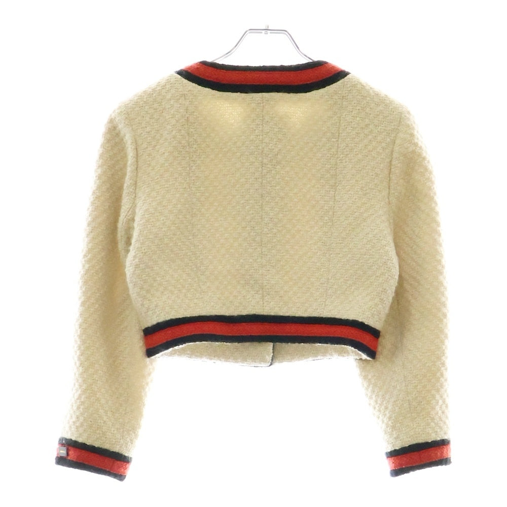 CHANEL(シャネル) ウール素材 ノーカラーツイードジャケット レディース アイボリー P18617V10526