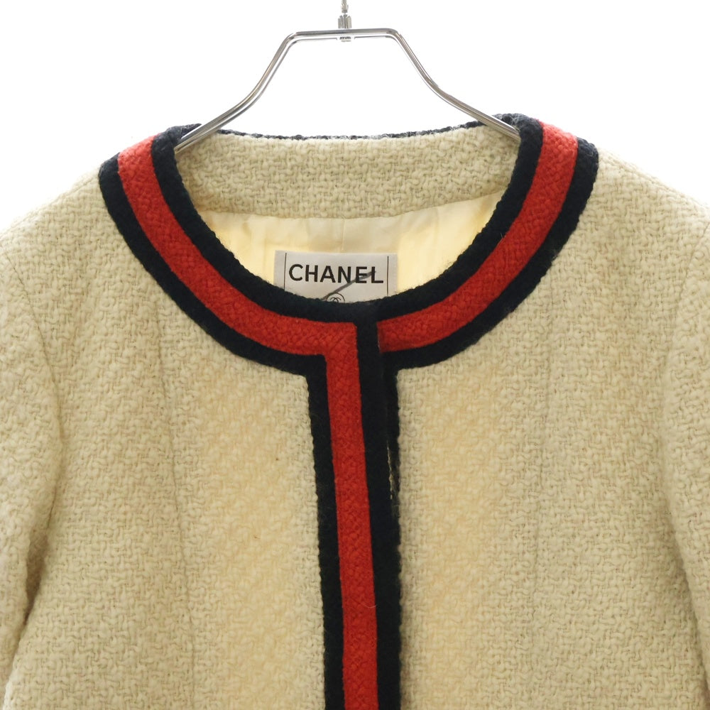 CHANEL(シャネル) ウール素材 ノーカラーツイードジャケット レディース アイボリー P18617V10526