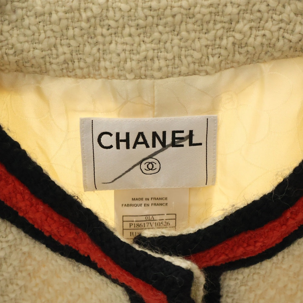 CHANEL(シャネル) ウール素材 ノーカラーツイードジャケット レディース アイボリー P18617V10526