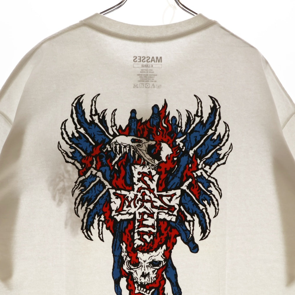 MASSES(マシス) T-SHIRT S/S BURNING CROSS バーニングクロス プリントTシャツ ホワイト