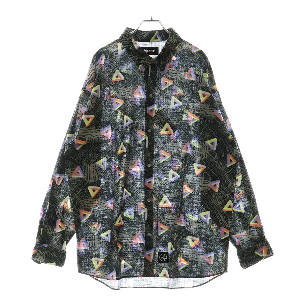 MASSES(マシス) SPACE TRIANGLE SHIRT スペーストライアングルシャツ 総柄 ロングスリーブシャツ グレー