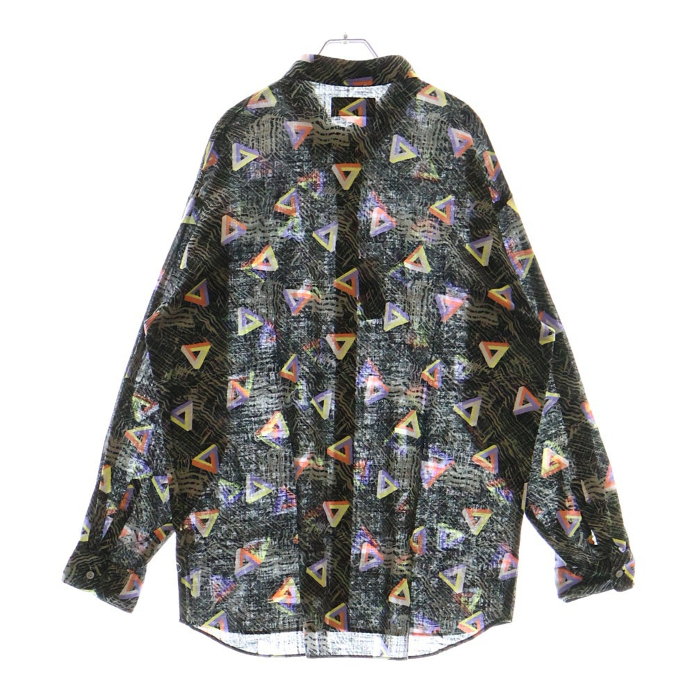 MASSES(マシス) SPACE TRIANGLE SHIRT スペーストライアングルシャツ 総柄 ロングスリーブシャツ グレー
