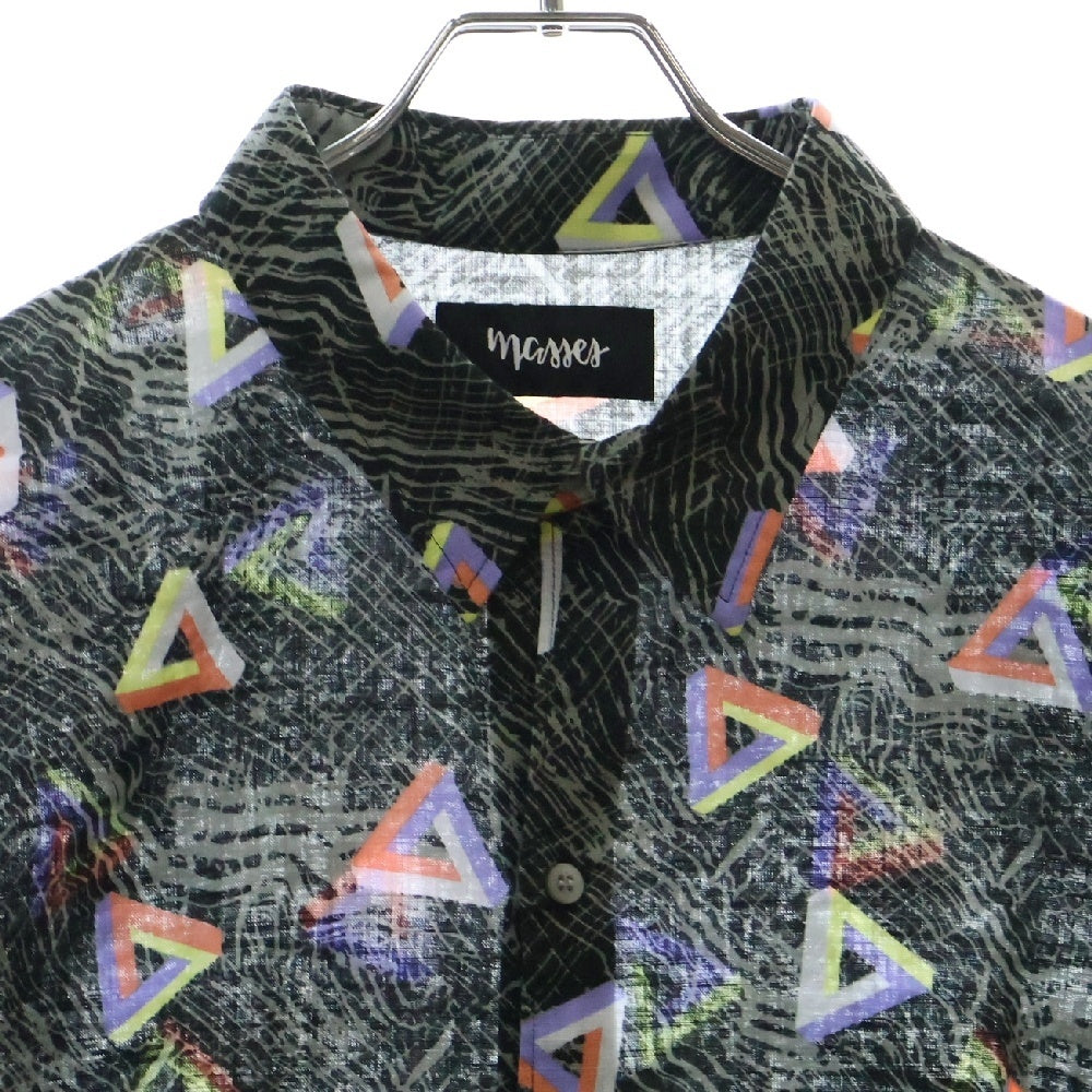 MASSES(マシス) SPACE TRIANGLE SHIRT スペーストライアングルシャツ 総柄 ロングスリーブシャツ グレー