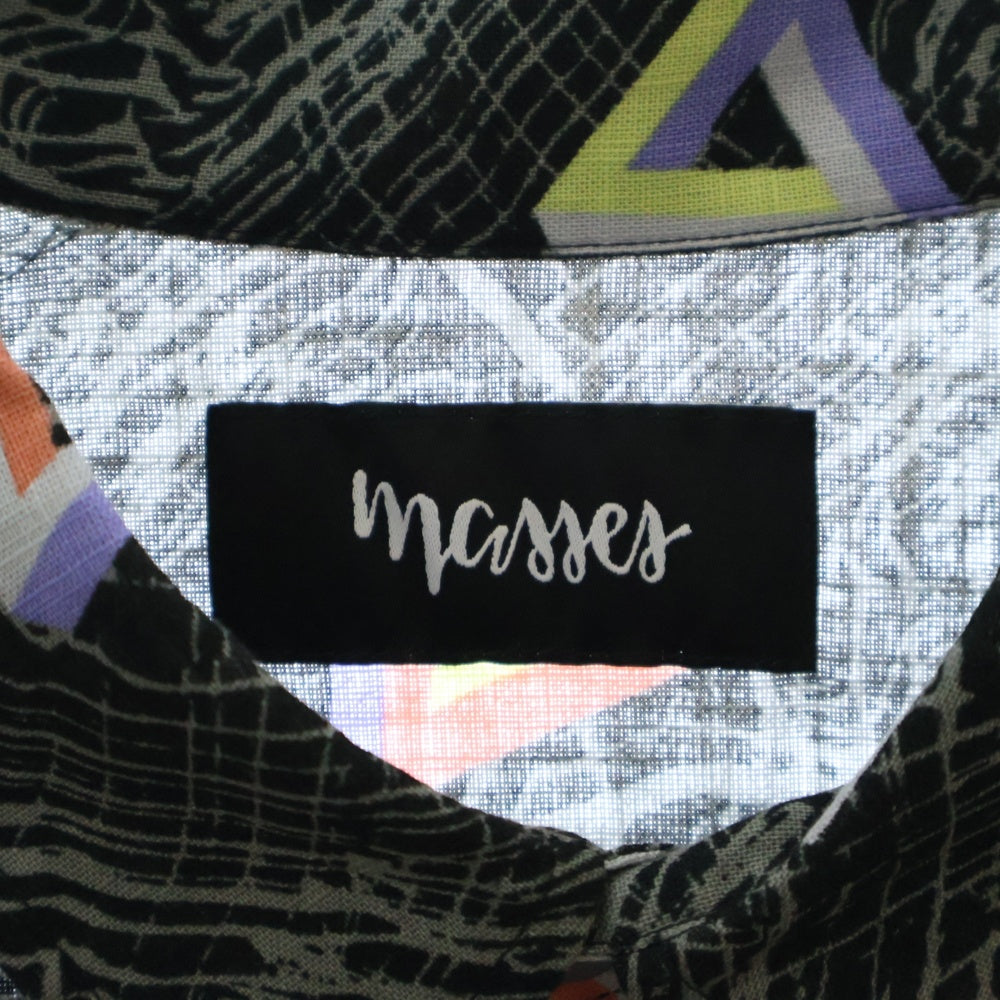 MASSES(マシス) SPACE TRIANGLE SHIRT スペーストライアングルシャツ 総柄 ロングスリーブシャツ グレー