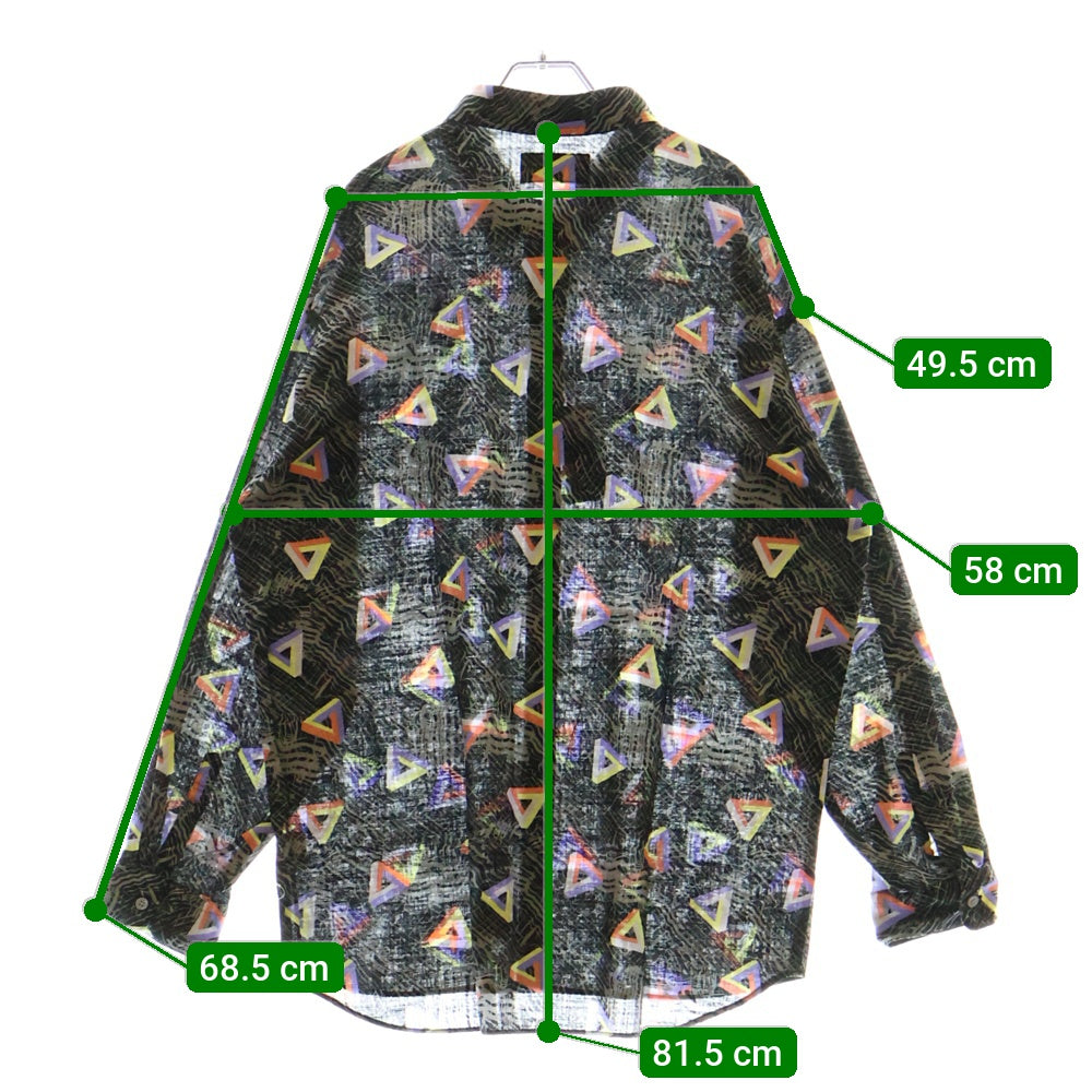 MASSES(マシス) SPACE TRIANGLE SHIRT スペーストライアングルシャツ 総柄 ロングスリーブシャツ グレー