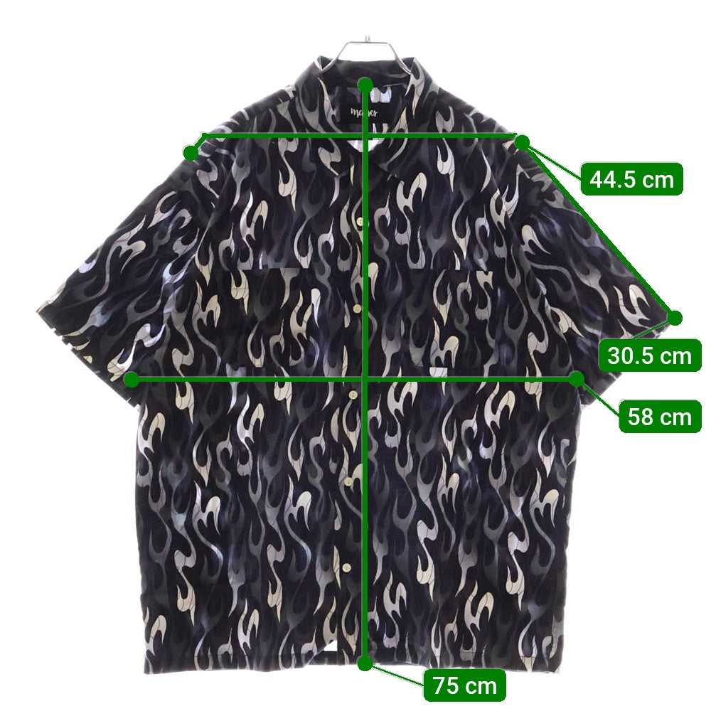 MASSES(マシス) SHIRT S/S FIRE ファイヤーパターン 半袖シャツ グレー