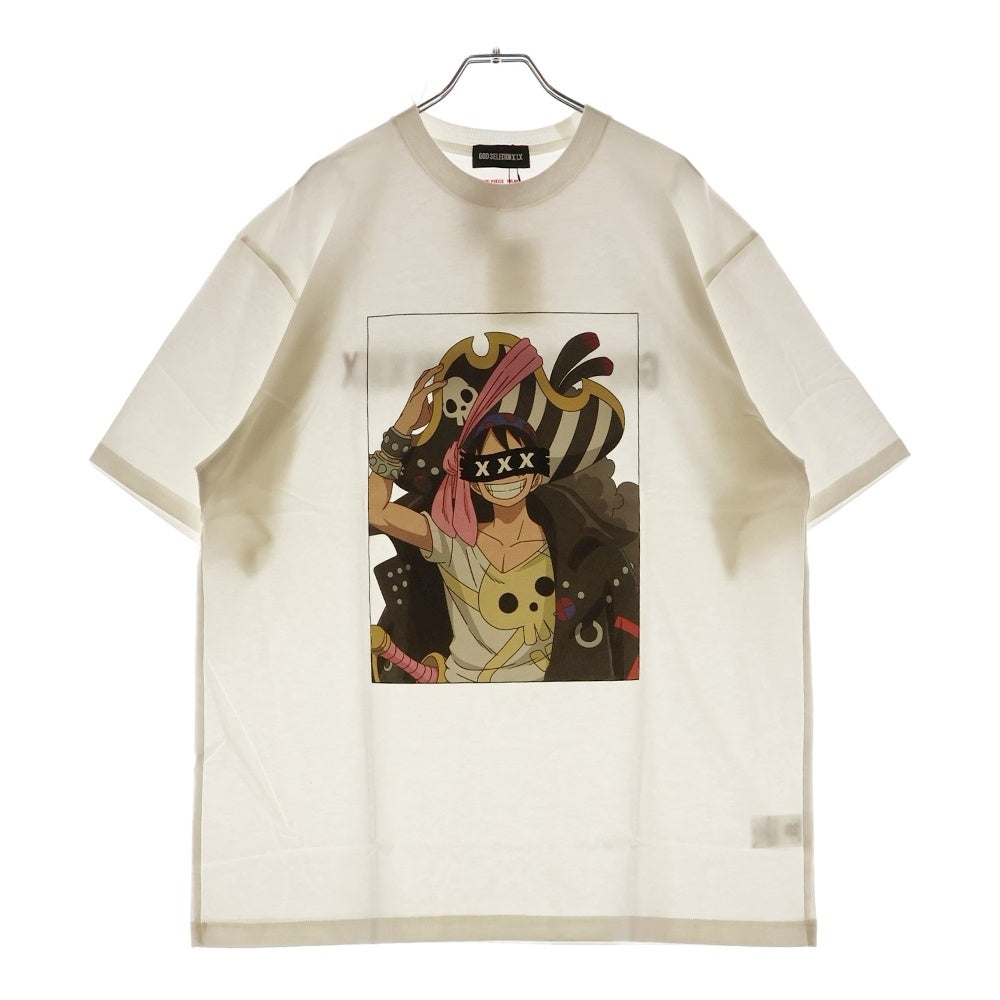GOD SELECTION XXX(ゴッドセレクショントリプルエックス) ×ONE PIECE ワンピース ルフィ プリントTシャツ GX-S22-OPST-02 ブラック