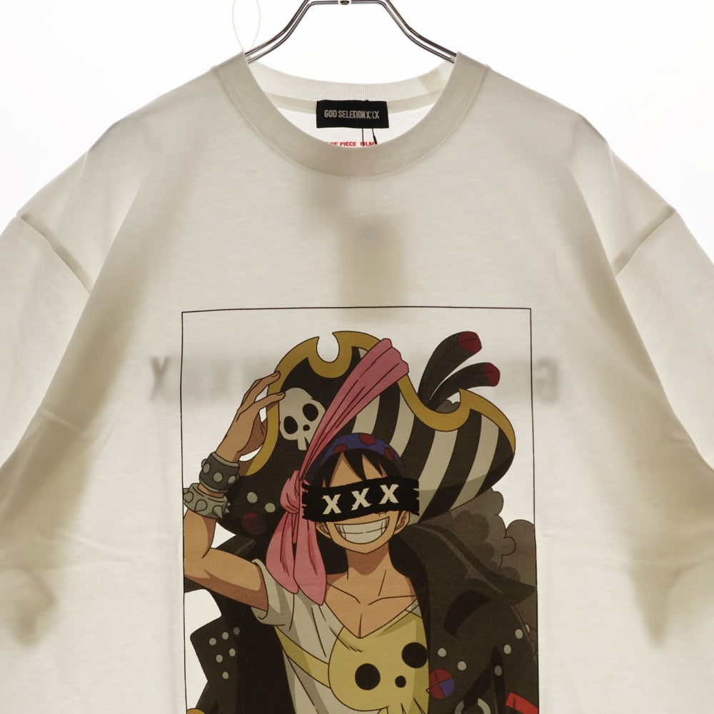GOD SELECTION XXX(ゴッドセレクショントリプルエックス) ×ONE PIECE ワンピース ルフィ プリントTシャツ GX-S22-OPST-02 ブラック