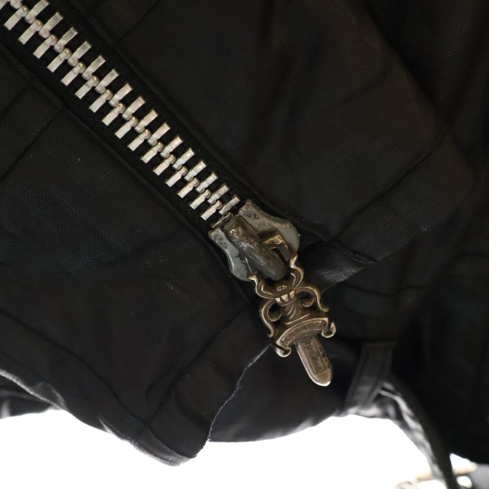 CHROME HEARTS(クロムハーツ) GABBA リネン ダブルライダースジャケット ダガージップ クロスボールボタン ブラック