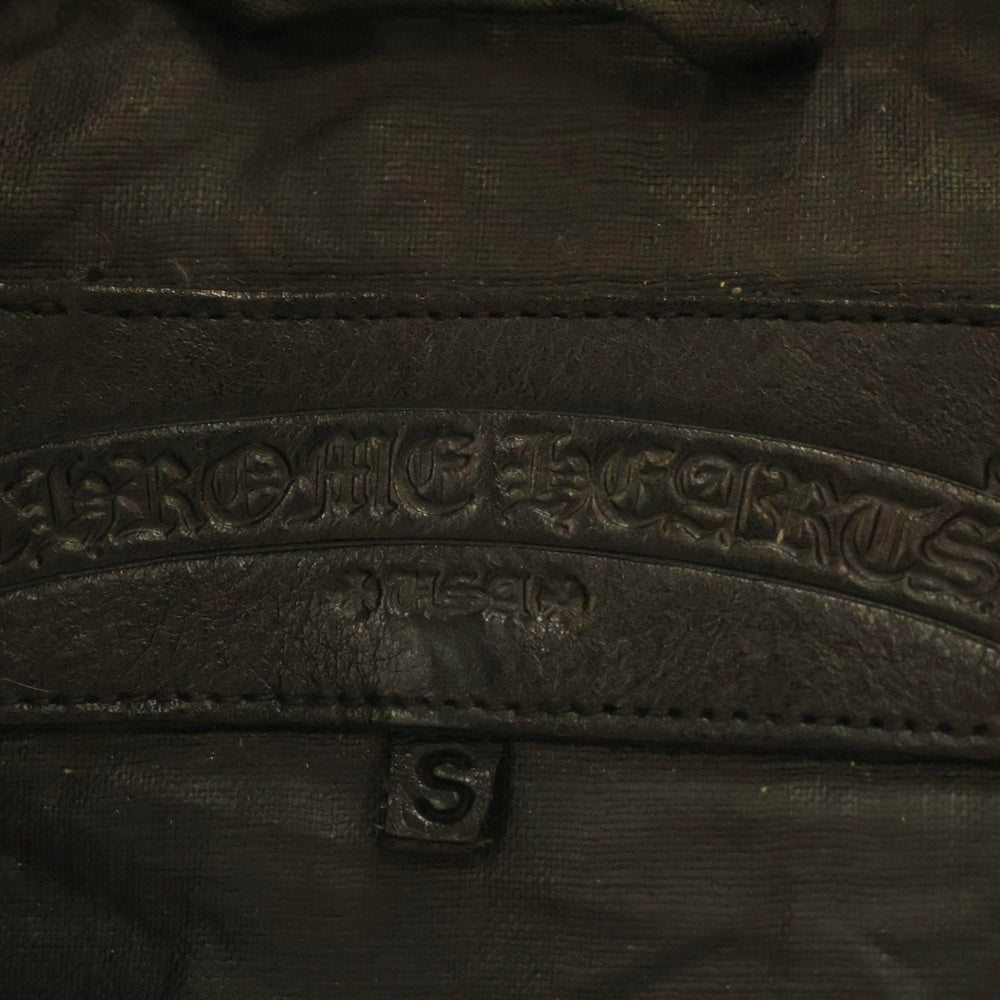 CHROME HEARTS(クロムハーツ) GABBA リネン ダブルライダースジャケット ダガージップ クロスボールボタン ブラック