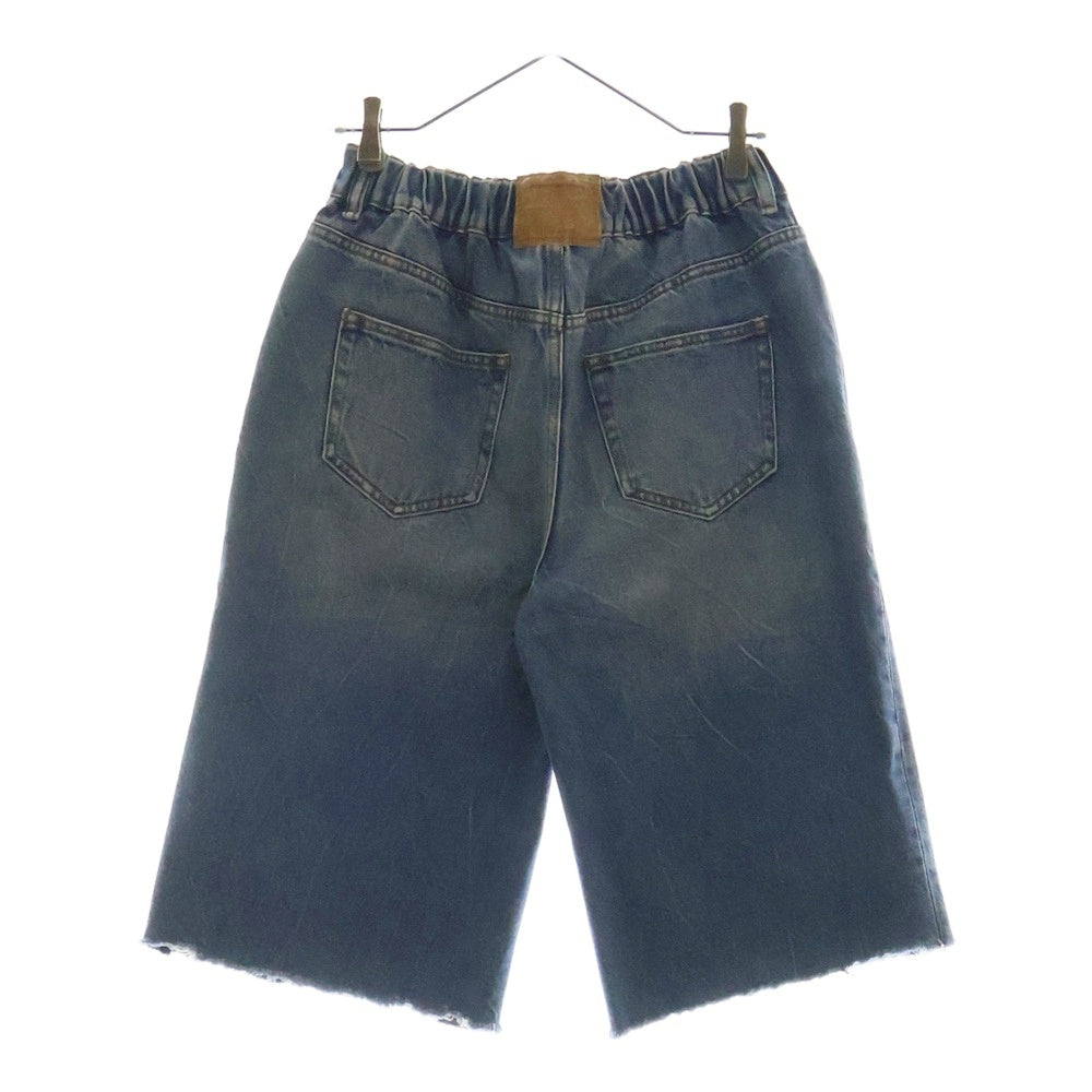 ALEXANDER WANG(アレキサンダーワン) OVERSIZED ELASTIC WB CULOTTE カットオフ加工 イージーデニムショーツ ハーフパンツ インディゴ 4DC4214034