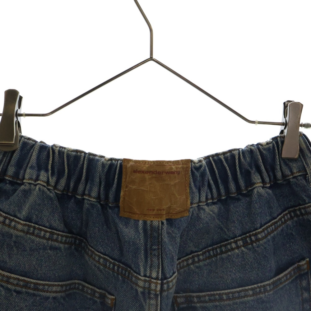 ALEXANDER WANG(アレキサンダーワン) OVERSIZED ELASTIC WB CULOTTE カットオフ加工 イージーデニムショーツ ハーフパンツ インディゴ 4DC4214034