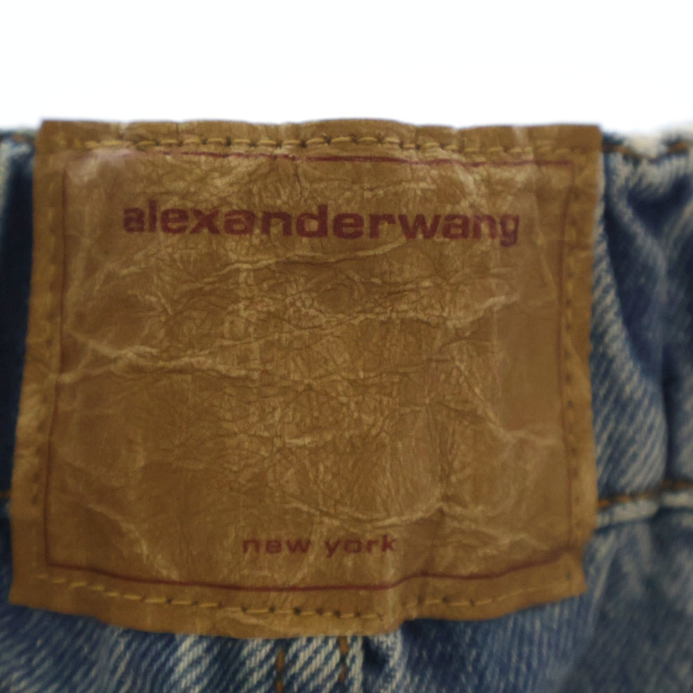ALEXANDER WANG(アレキサンダーワン) OVERSIZED ELASTIC WB CULOTTE カットオフ加工 イージーデニムショーツ ハーフパンツ インディゴ 4DC4214034