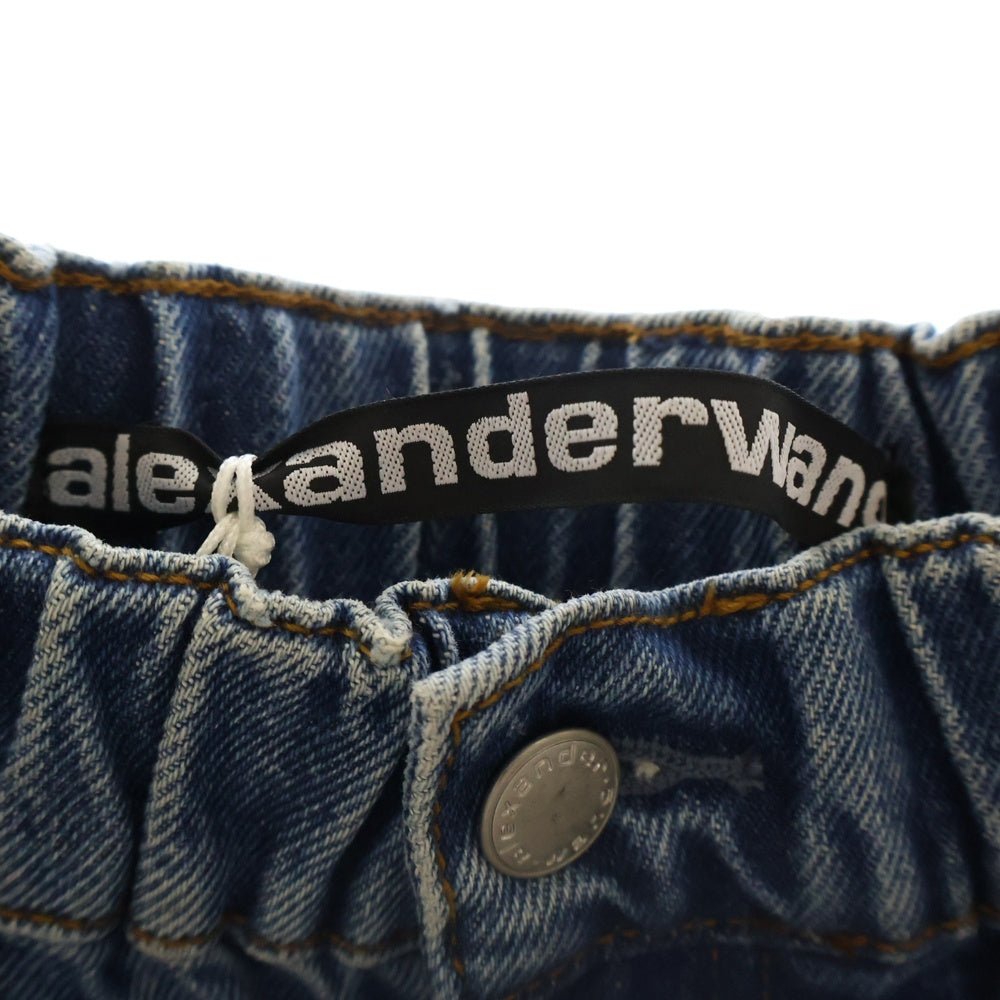 ALEXANDER WANG(アレキサンダーワン) OVERSIZED ELASTIC WB CULOTTE カットオフ加工 イージーデニムショーツ ハーフパンツ インディゴ 4DC4214034