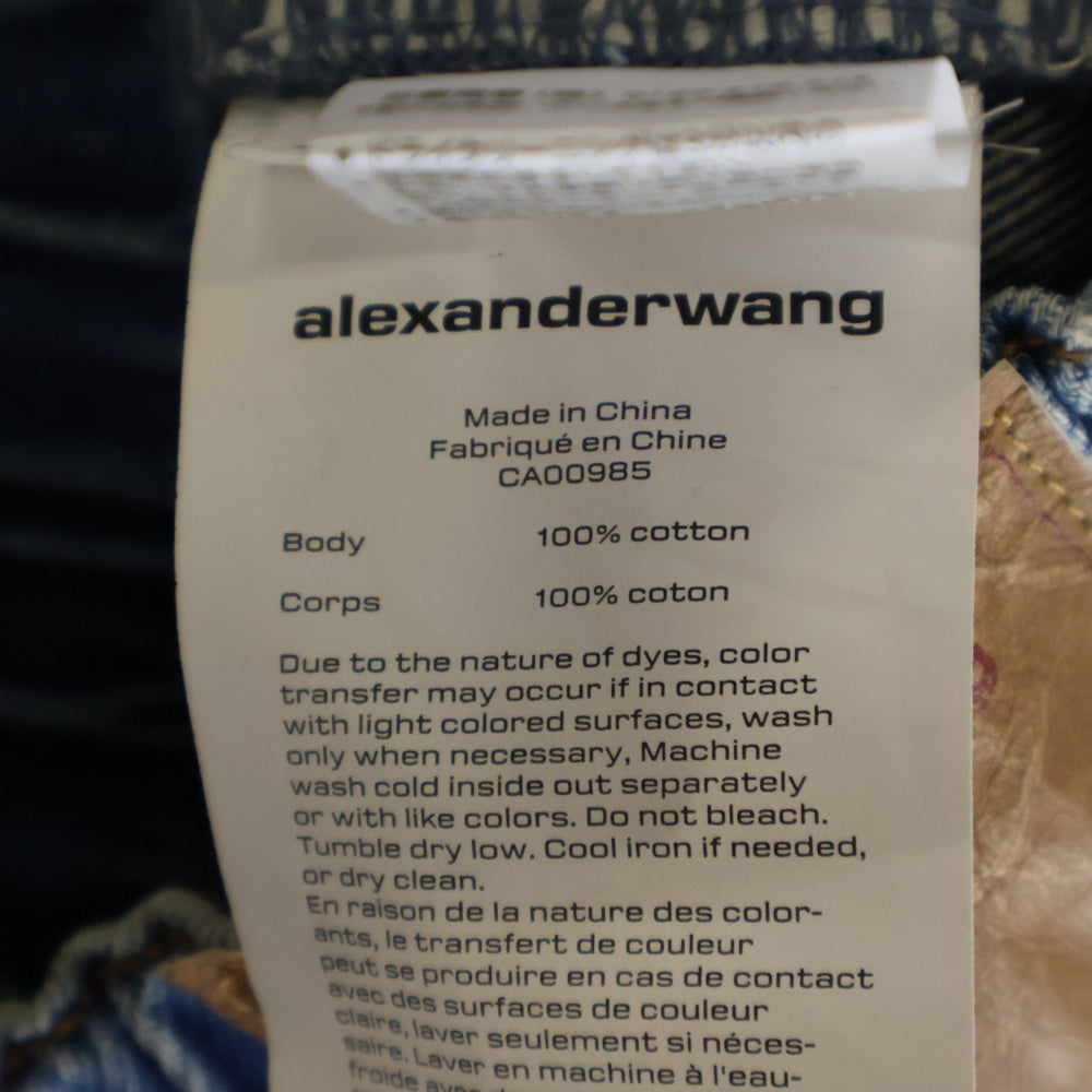 ALEXANDER WANG(アレキサンダーワン) OVERSIZED ELASTIC WB CULOTTE カットオフ加工 イージーデニムショーツ ハーフパンツ インディゴ 4DC4214034