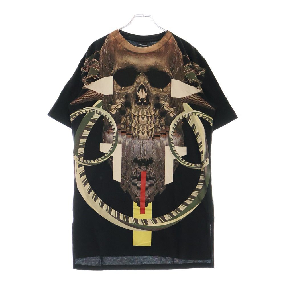 MARCELO BURLON(マルセロバーロン) GUANAJAY ドクロ総柄 クルーネック 半袖Tシャツ ブラック