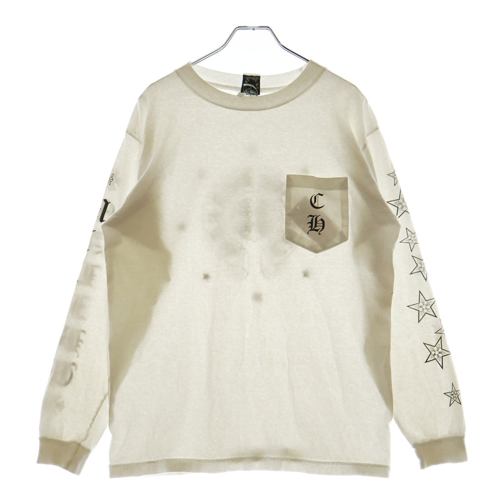 CHROME HEARTS(クロムハーツ) OLD フロントポケットCHプリント クルーネック 長袖Tシャツ ホワイト