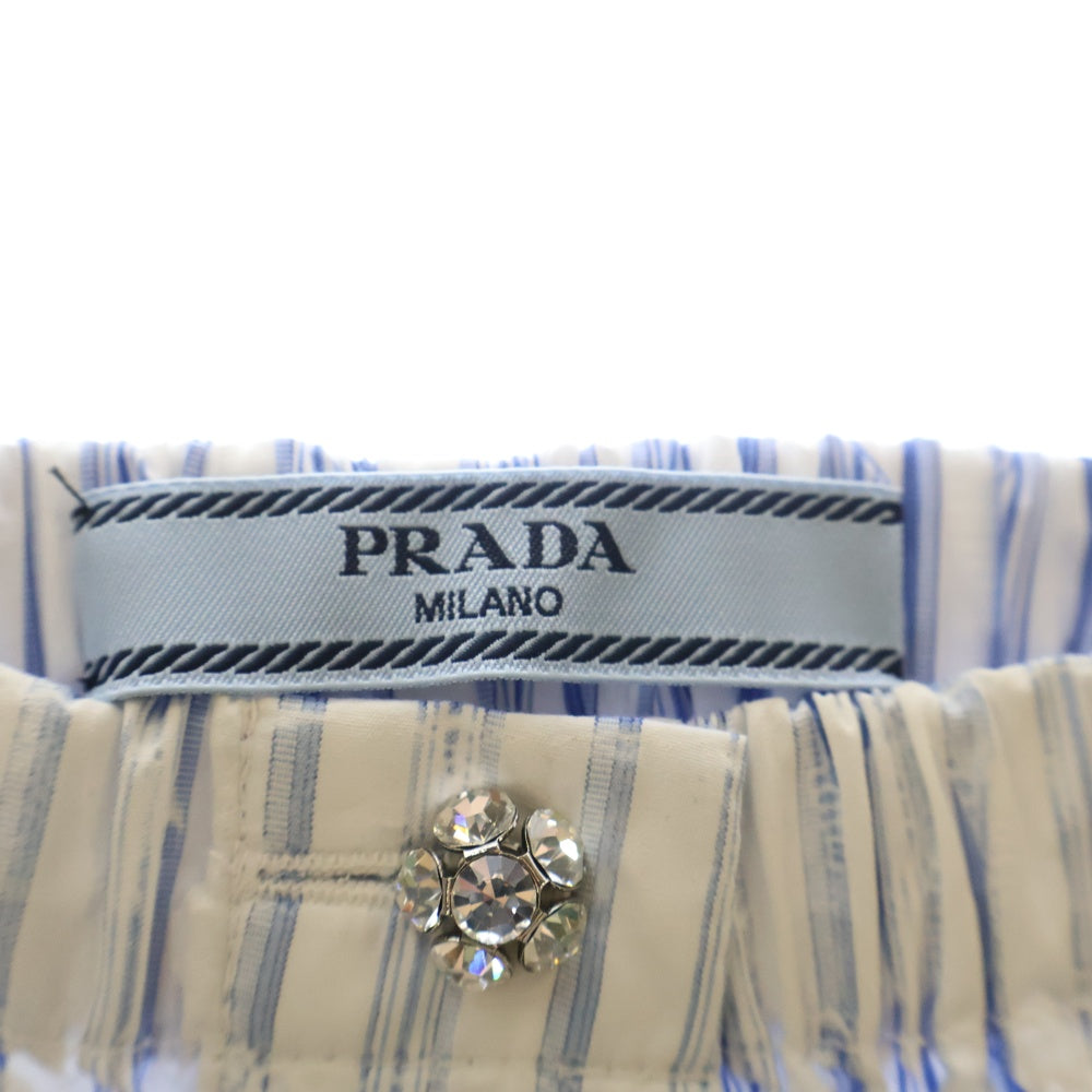 PRADA(プラダ) 21AW ストライプ柄 コットン ショートパンツ ブルー/ホワイト レディース P261E