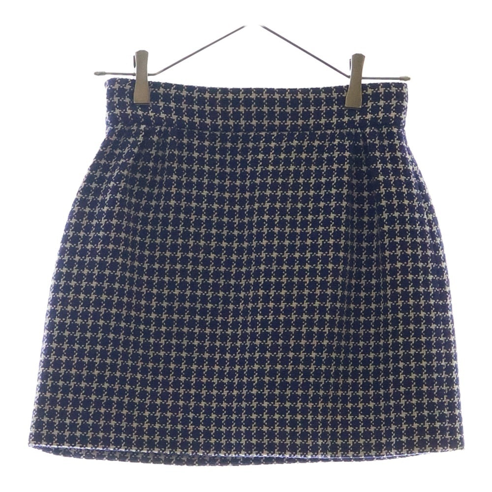 miumiu(ミュウミュウ) ウール×アクリル スカート ネイビー/ホワイト レディース MG1569