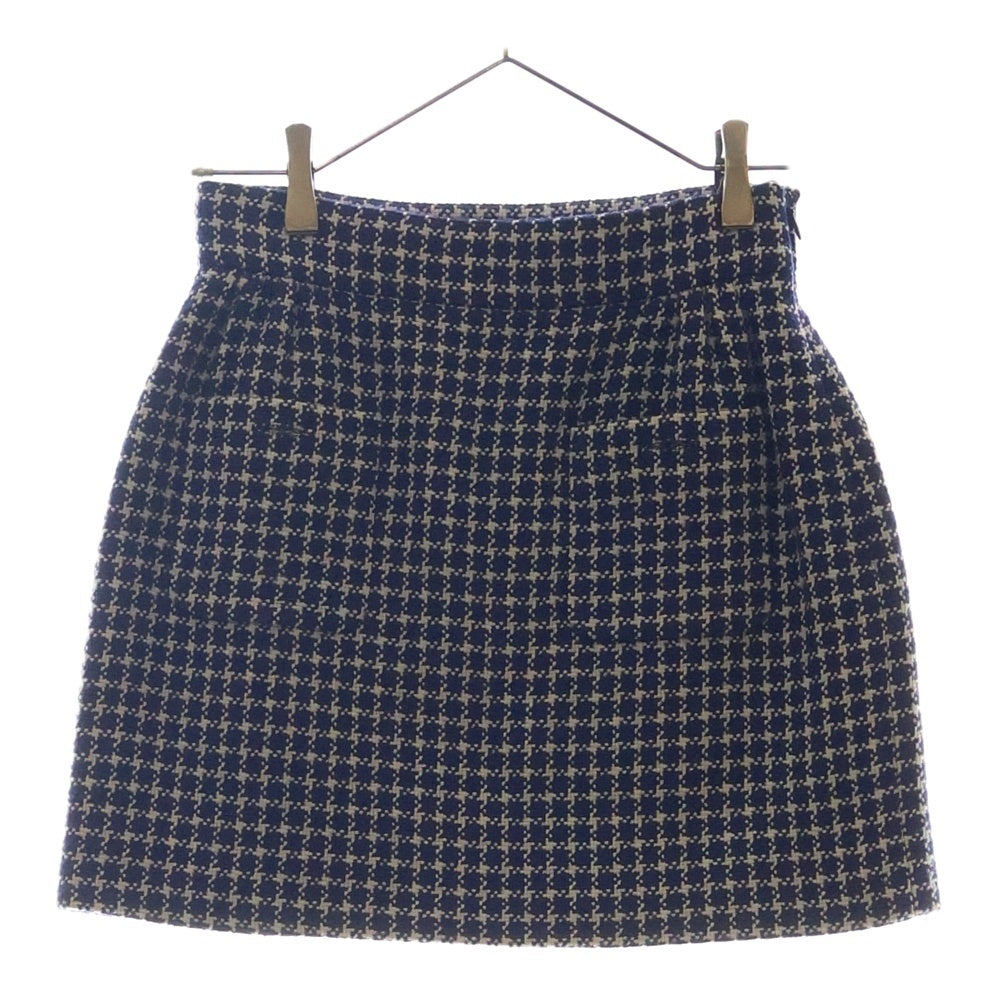 miumiu(ミュウミュウ) ウール×アクリル スカート ネイビー/ホワイト レディース MG1569