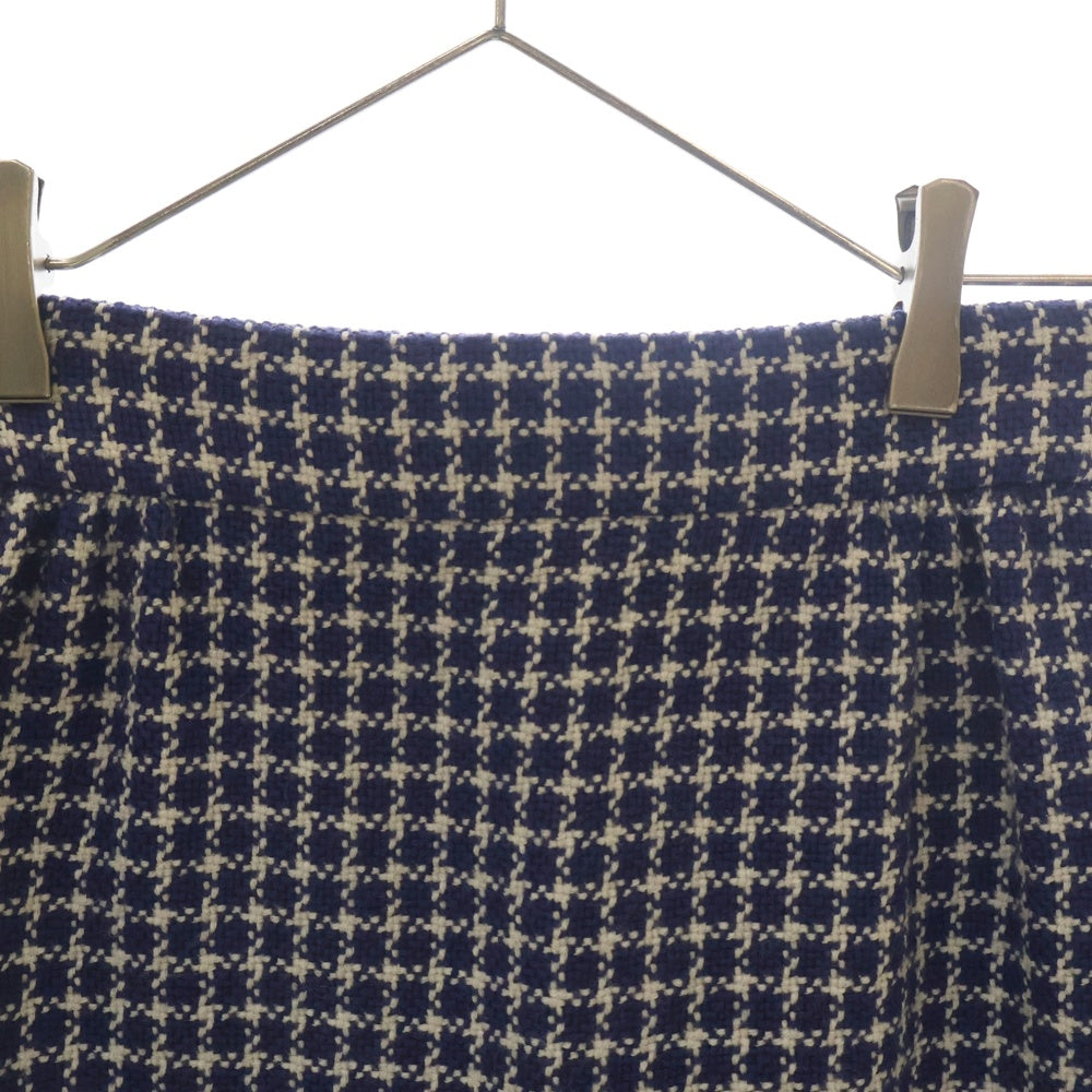 miumiu(ミュウミュウ) ウール×アクリル スカート ネイビー/ホワイト レディース MG1569