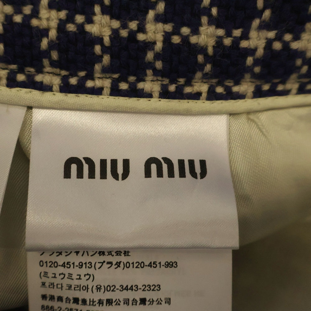 miumiu(ミュウミュウ) ウール×アクリル スカート ネイビー/ホワイト レディース MG1569