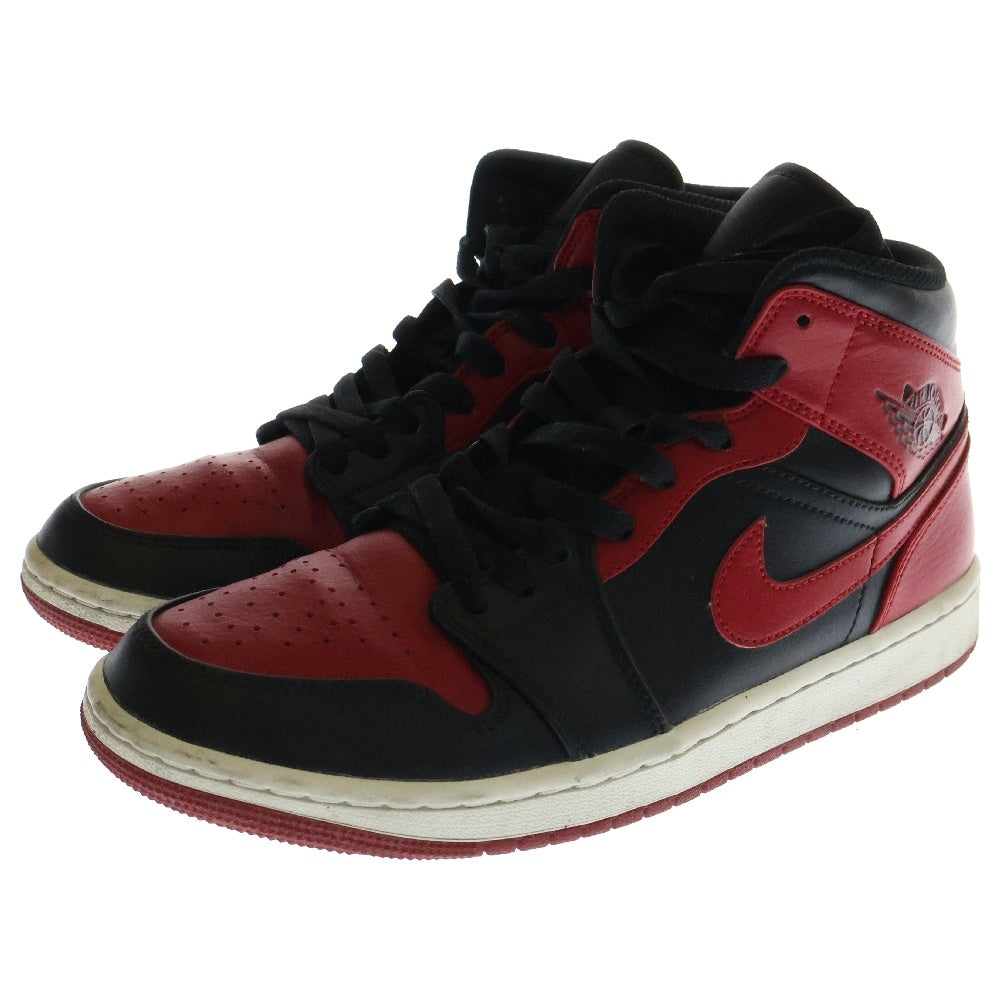 NIKE(ナイキ) AIR JORDAN 1 MID BRED 554724-074 エアジョーダン1 ブレッド ミッドカットスニーカー ブラック/レッド US8/26cm
