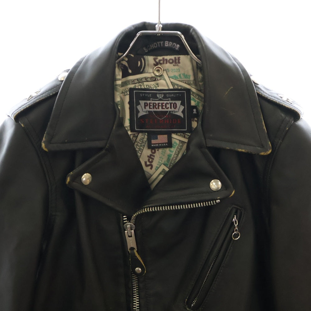 SCHOTT(ショット) 110周年限定 ONESTAR RIDERS 110TH LIMITED ワンスター レザー ダブルライダース ライダースジャケット 7823250078 ブラック