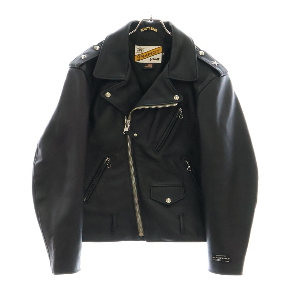 SCHOTT(ショット) ×NEIGHBORHOOD ×Kostas Seremetis ONESTAR RIDERS JACKET ネイバーフッド コスタスセレメティス ワンスターレザーライダースジャケット 782-3250086 ネイビー
