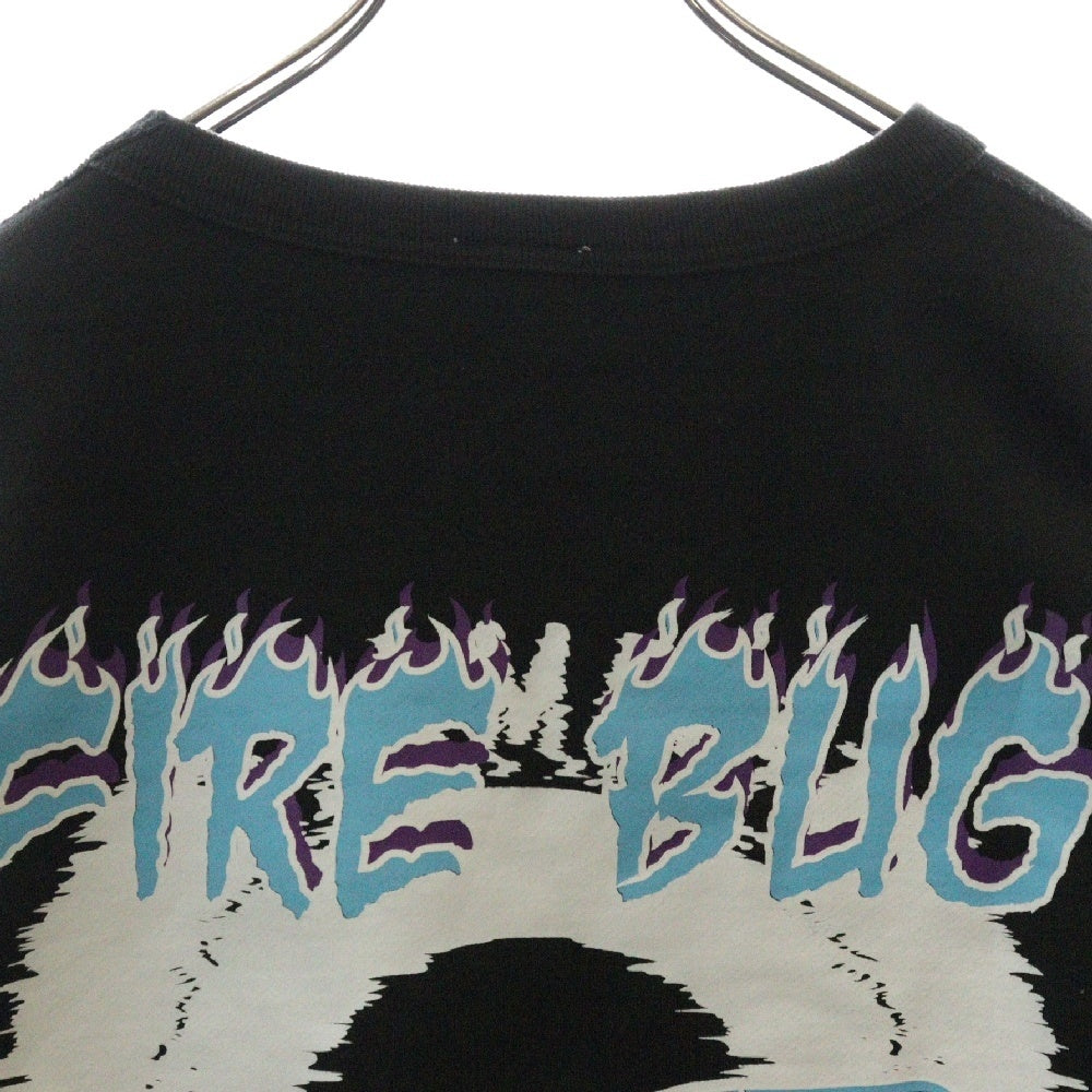 EXAMPLE(エグザンプル) FIRE BUG バックプリント クルーネックスウェット ブラック/ブルー
