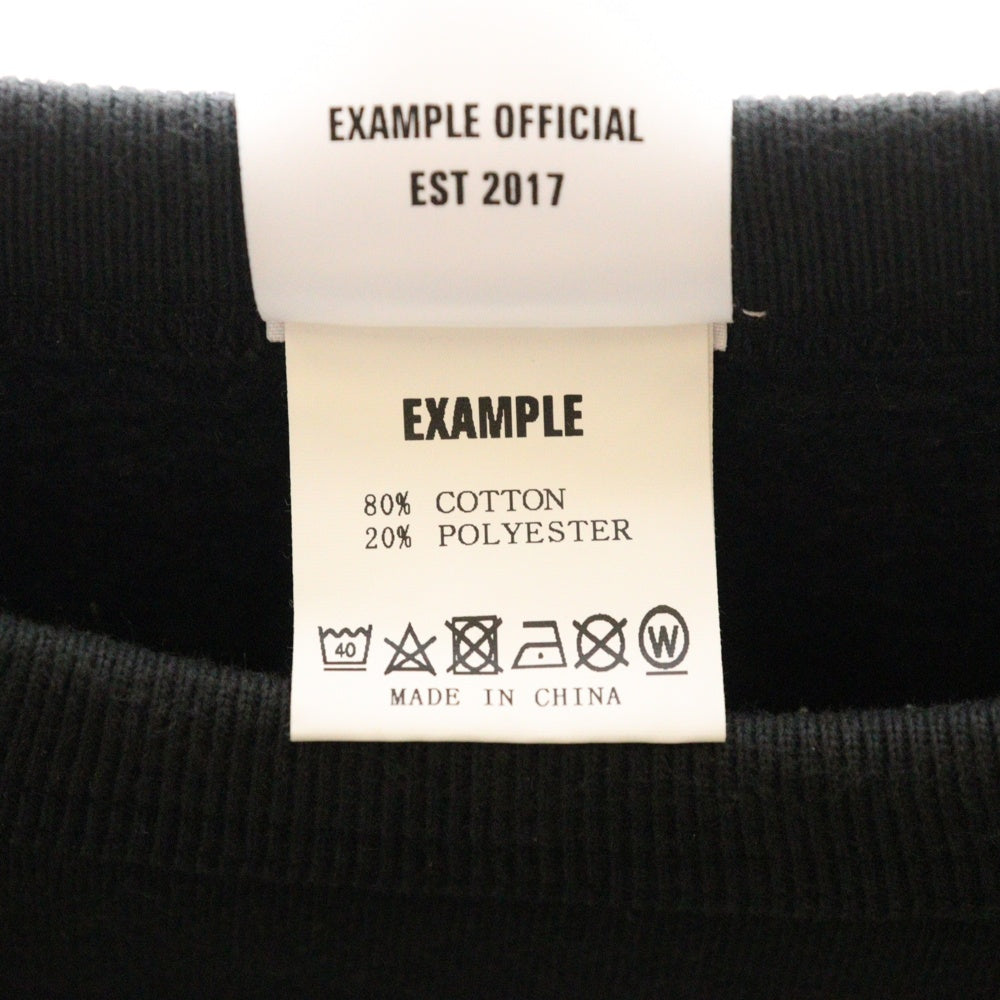 EXAMPLE(エグザンプル) FIRE BUG バックプリント クルーネックスウェット ブラック/ブルー