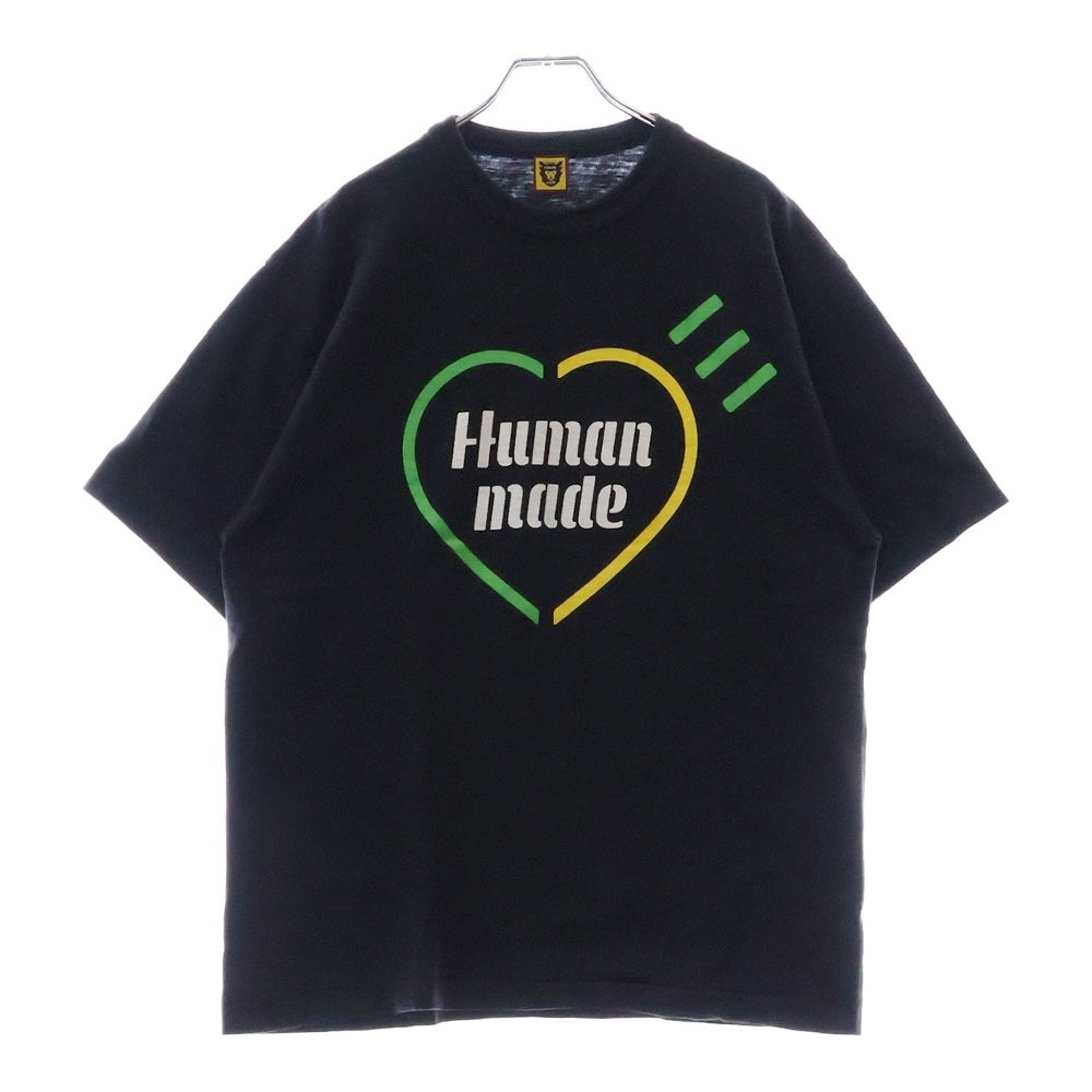 HUMAN MADE(ヒューマンメイド) Heart Half Slub Yarn Tee ハートプリント 半袖Tシャツ ブラック HM20TE002