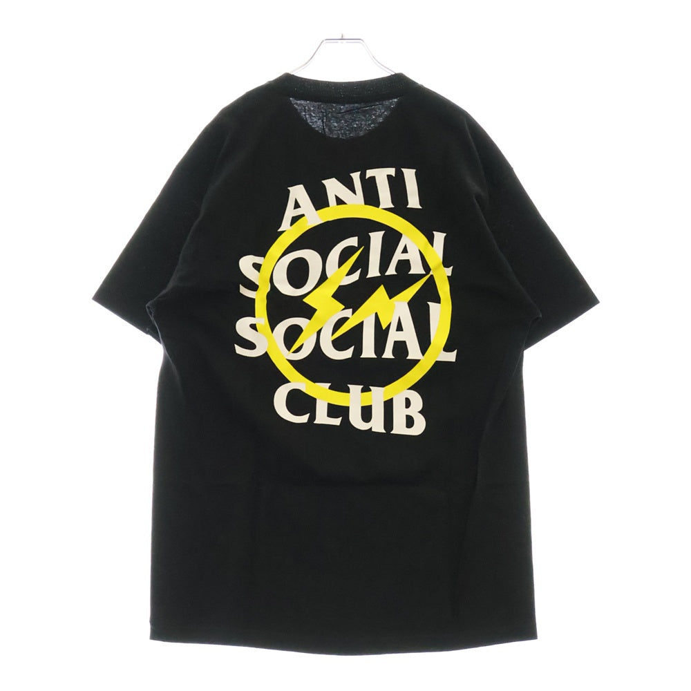 ANTI SOCIAL SOCIAL CLUB(アンチソーシャルソーシャルクラブ) ×FRAGMENT フラグメントコラボ ロゴプリント半袖Tシャツ クルーネックカットソー ブラック/イエロー