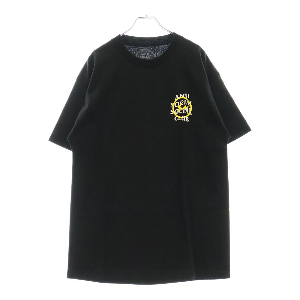 ANTI SOCIAL SOCIAL CLUB(アンチソーシャルソーシャルクラブ) ×FRAGMENT フラグメントコラボ ロゴプリント半袖Tシャツ クルーネックカットソー ブラック/イエロー