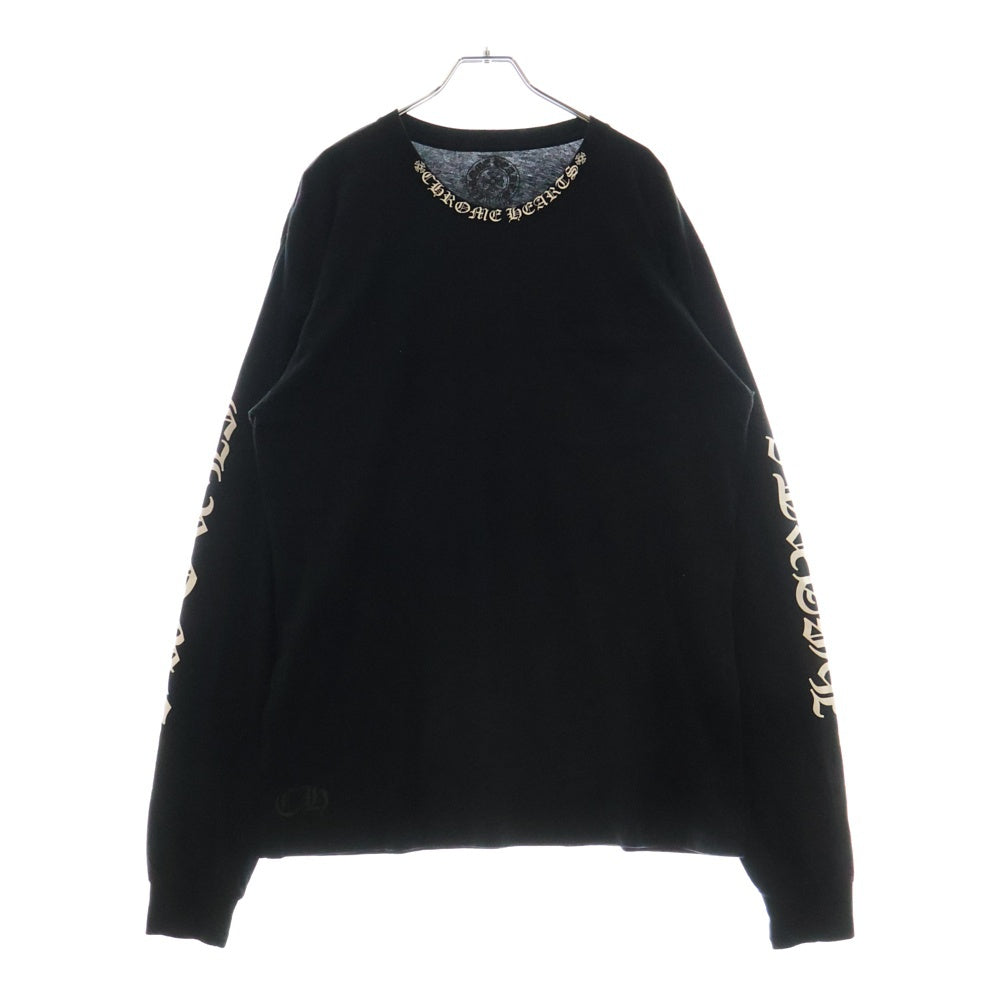 CHROME HEARTS(クロムハーツ) CH L/S /1 ネックロゴプリント長袖Tシャツ カットソー ブラック