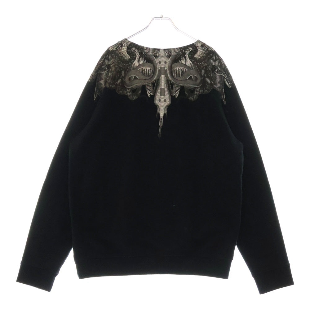 MARCELO BURLON(マルセロバーロン) ネック プリントデザイン オーバーシルエット クルーネックトレーナー 長袖 ブラック