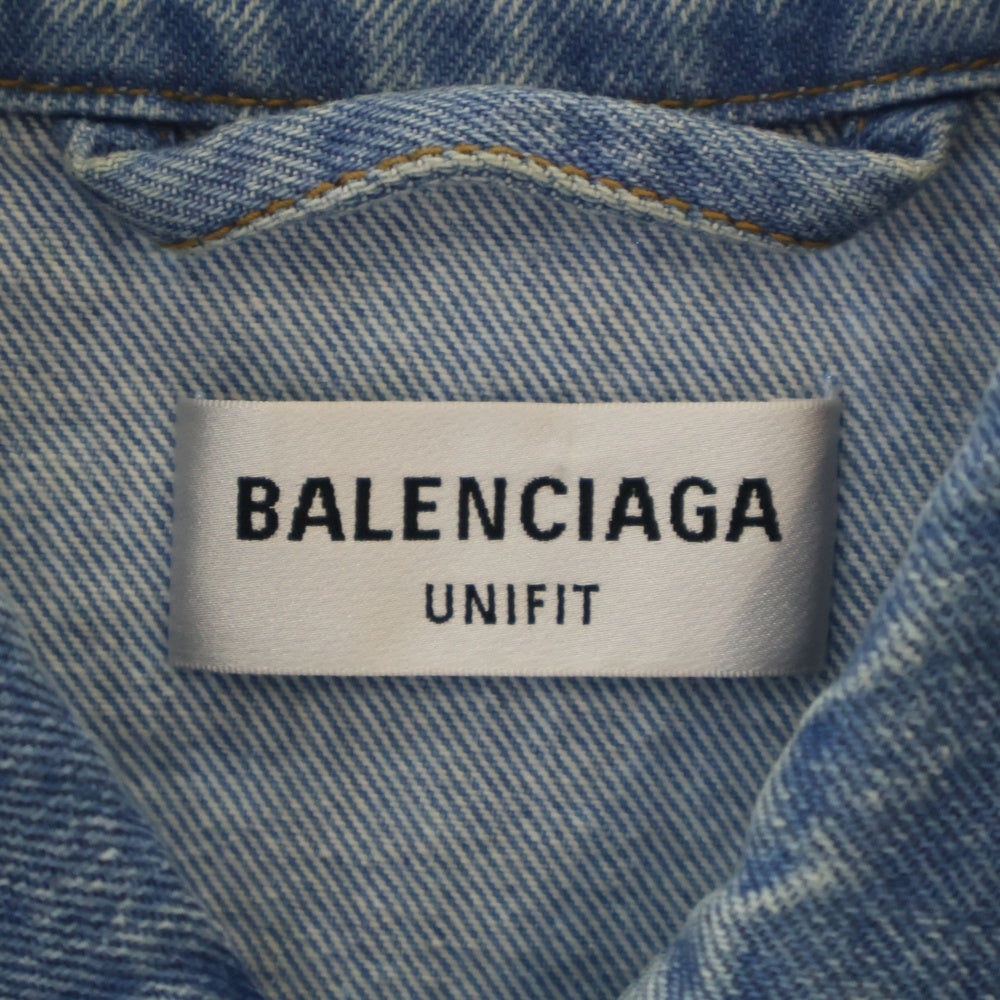 BALENCIAGA(バレンシアガ) 21AW バックBBロゴ スプレーペイント デニムジャケット インディゴ 678354 TCW03