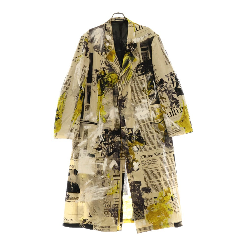 Yohji Yamamoto POUR HOMME(ヨウジヤマモト プールオム) 22SS LOOK28 朝倉優佳ペイントデザイン ニュースペーパー変形コットンロングコート HG-J42-032 マルチカラー