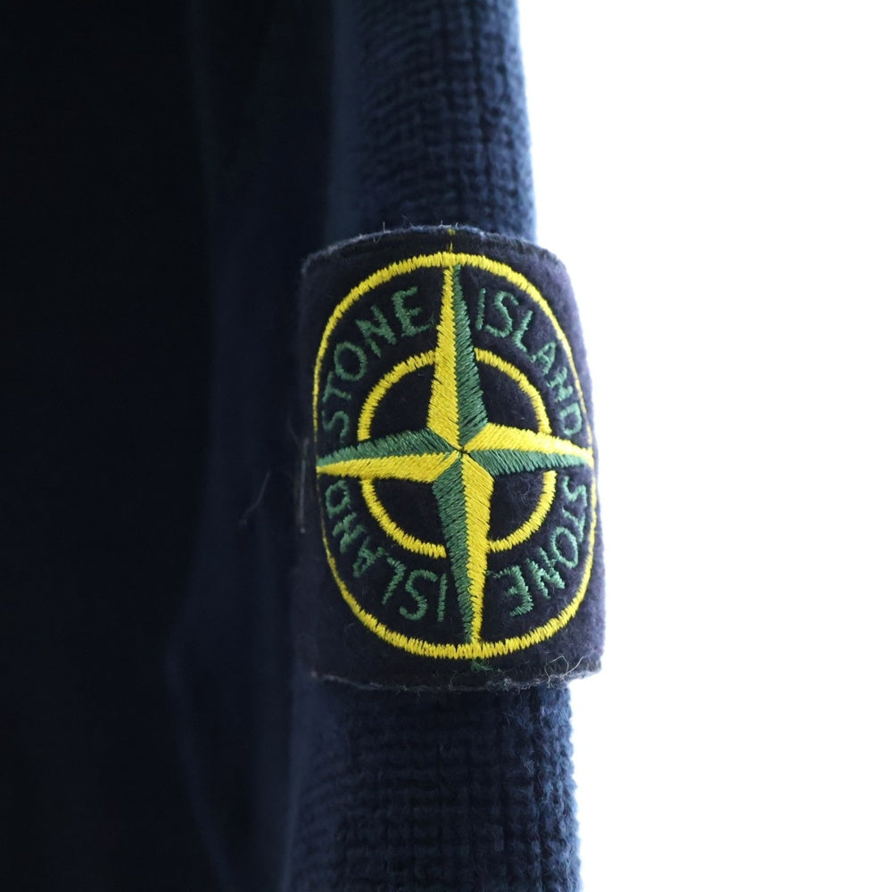 STONE ISLAND(ストーンアイランド) RIBBED SOFT ORGANIC COTTON CREWNECK 袖ロゴワッペン付 クルーネック 長袖ニットスウェット ネイビー 8015514D8