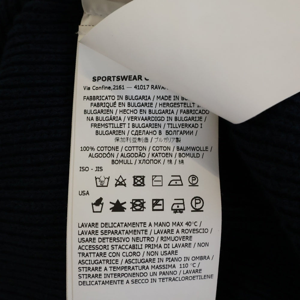 STONE ISLAND(ストーンアイランド) RIBBED SOFT ORGANIC COTTON CREWNECK 袖ロゴワッペン付 クルーネック 長袖ニットスウェット ネイビー 8015514D8