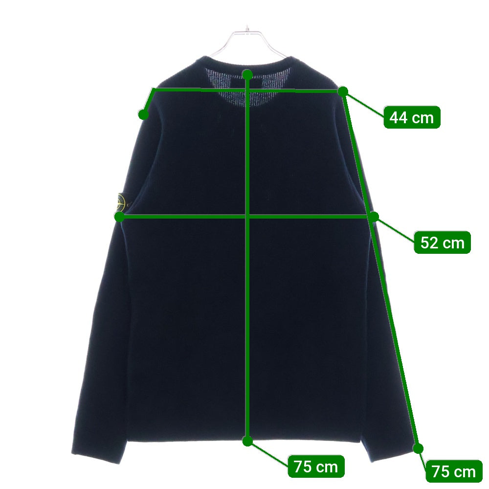 STONE ISLAND(ストーンアイランド) RIBBED SOFT ORGANIC COTTON CREWNECK 袖ロゴワッペン付 クルーネック 長袖ニットスウェット ネイビー 8015514D8