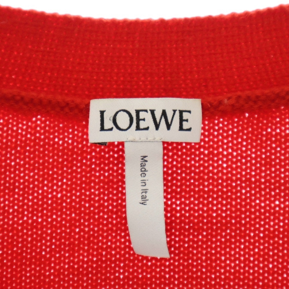 LOEWE(ロエベ) 19SS アナグラム刺繍 ウールニット カーディガン レッド 17168932101 レディース