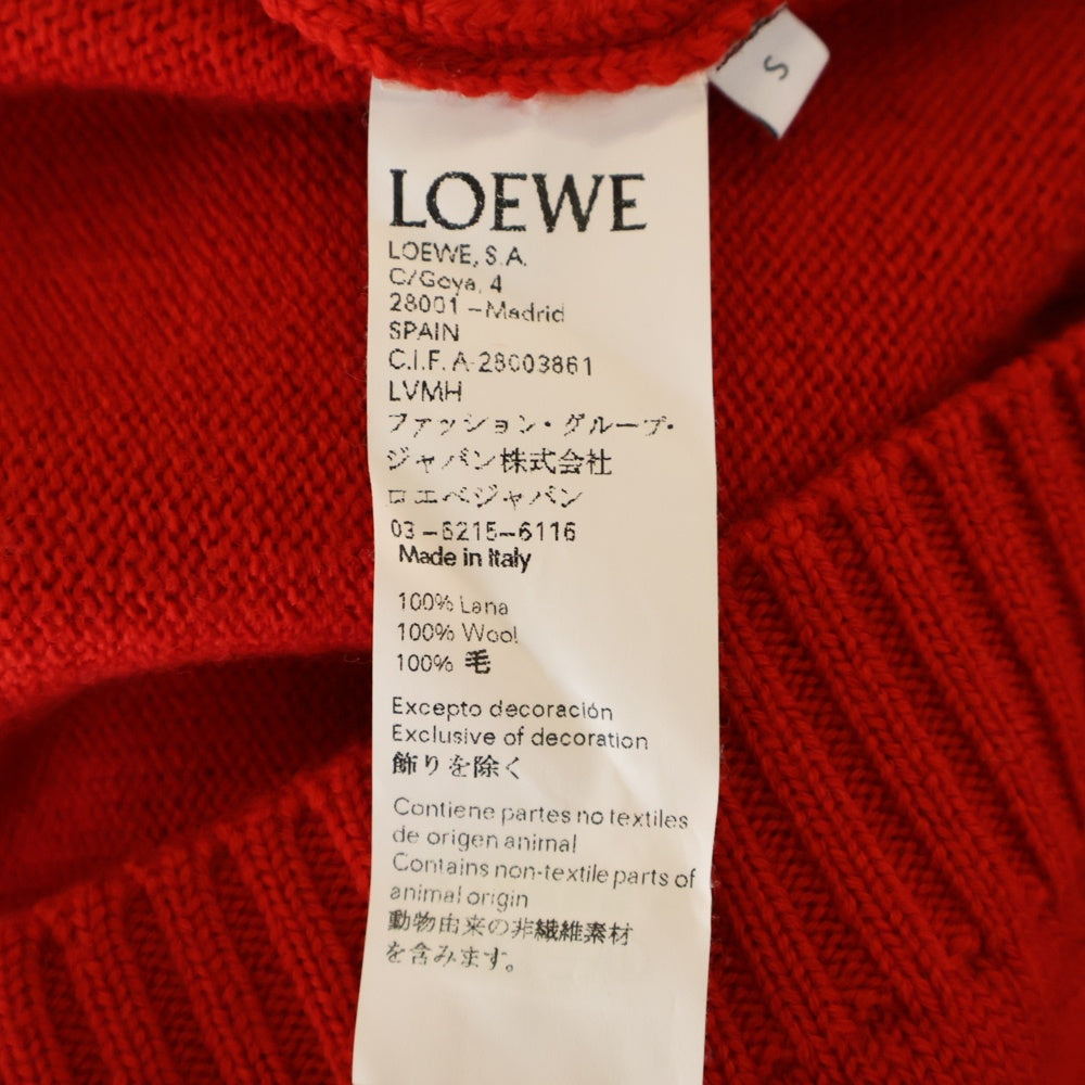 LOEWE(ロエベ) 19SS アナグラム刺繍 ウールニット カーディガン レッド 17168932101 レディース