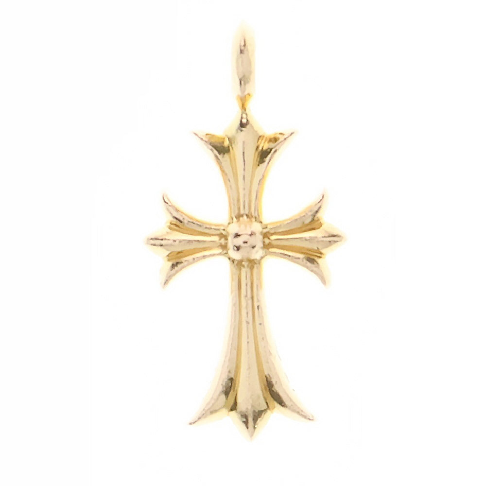 CHROME HEARTS(クロムハーツ) 22K TNY CRSF P SAP タイニーファットクロス PAVEサファイア ペンダント ゴールドネックレストップ