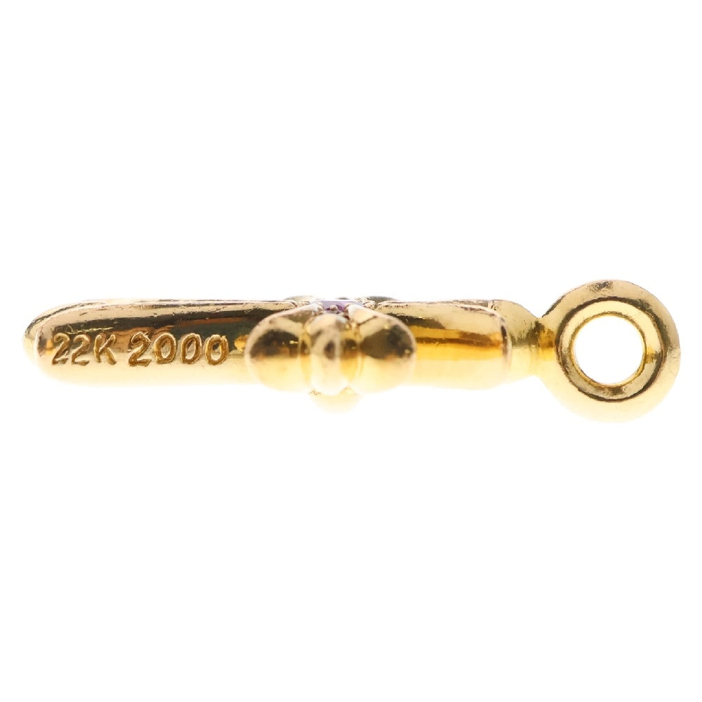 CHROME HEARTS(クロムハーツ) 22K TNY CRSF P SAP タイニーファットクロス PAVEサファイア ペンダント ゴールドネックレストップ